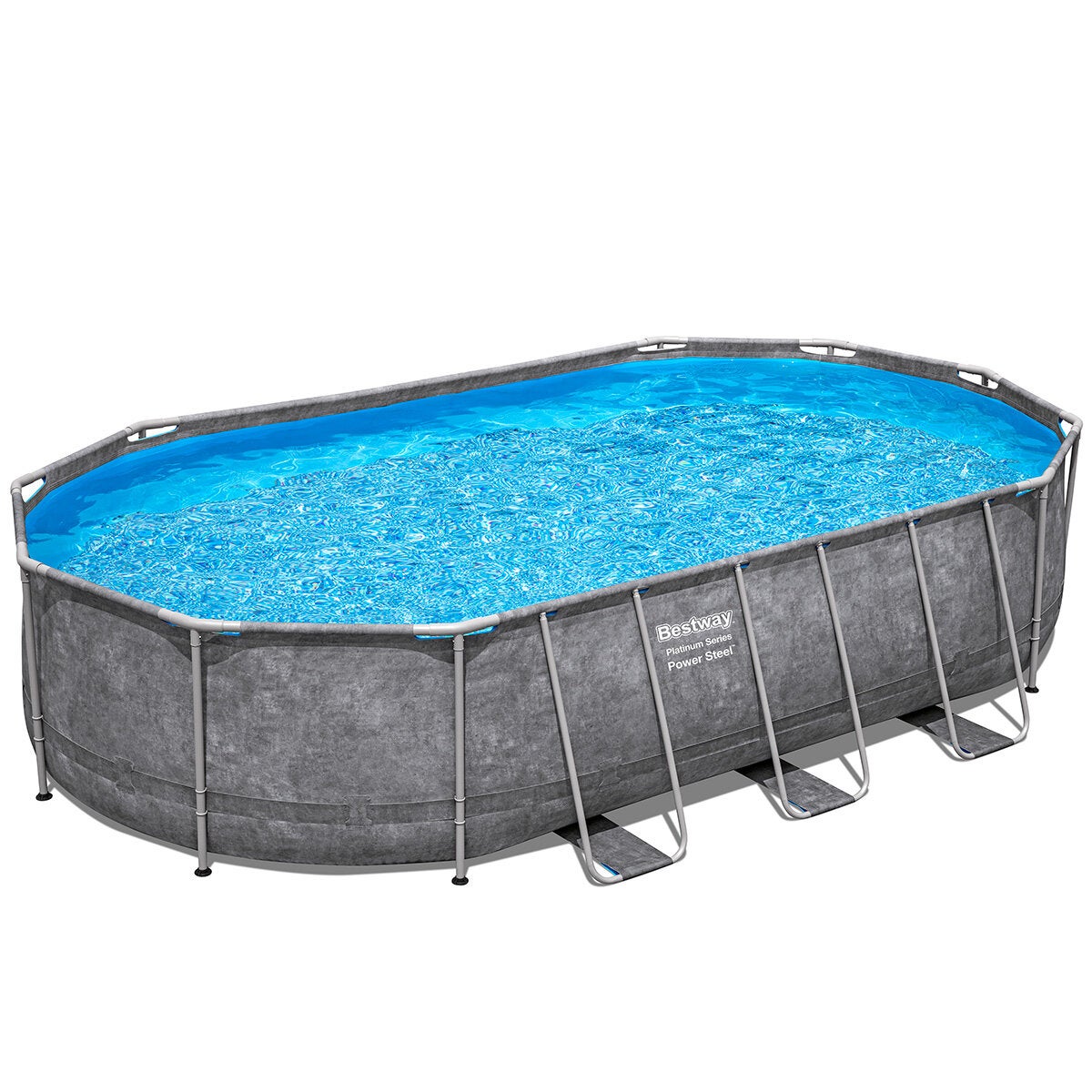 Bestway Power Steel Oval Pool 20x12ft 48in Sand Filter Solar Heater Grey