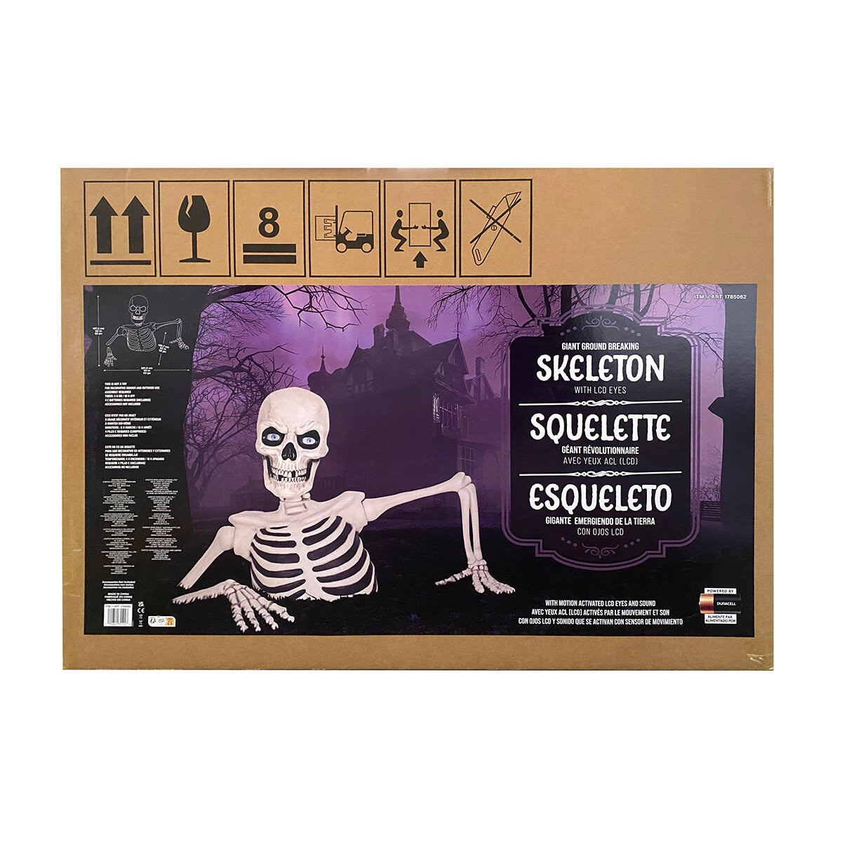 Halloween 5ft Giant Ground Breaking Skeleton LED Light Sound Motion Activated