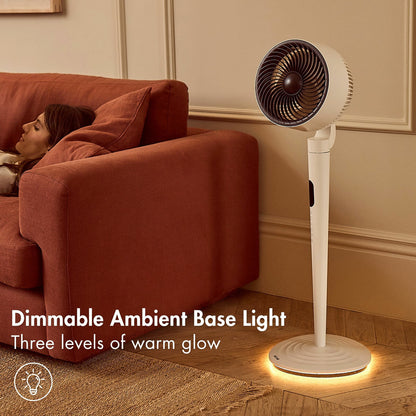 AirCraft AirLume Pedestal Fan Cordless Corded 12 Speed Stone White Remote