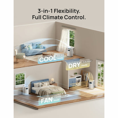Dreo DR-HAC011S Smart Portable Air Conditioner 3-in-1 Cool Fan Dry White