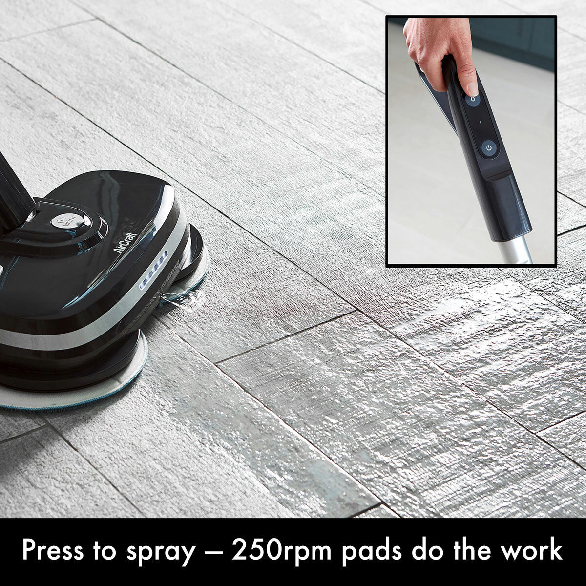AirCraft PowerGlide Cordless Hard Floor Cleaner Polisher Black + Extra Pads