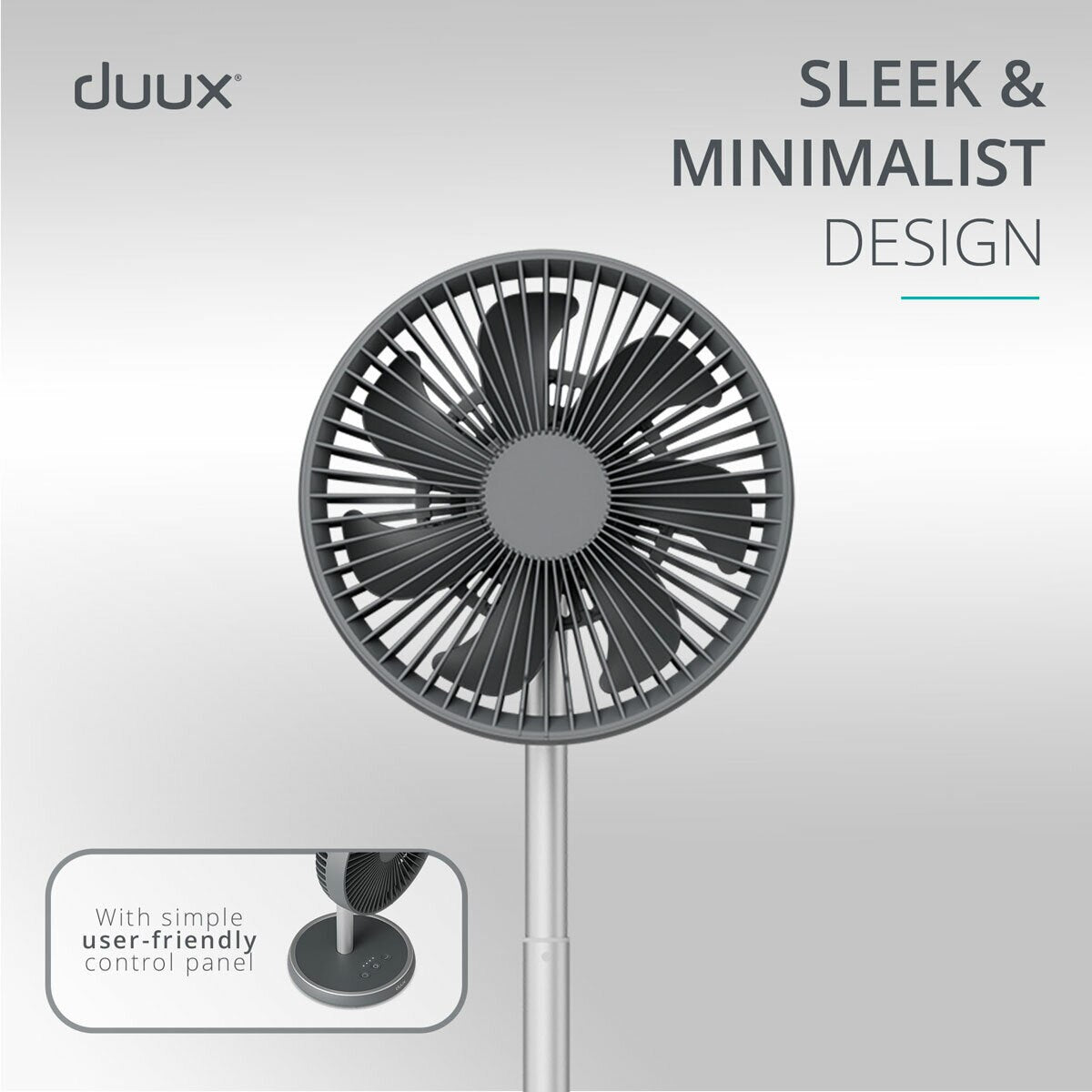 Duux Rize Pedestal Fan DXCF90UK 4 Speed Oscillating Floor Table Charcoal