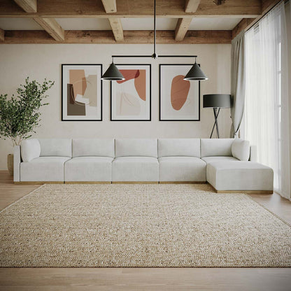 Henredon Murphy Cream 6pc Modular Fabric Corner Sofa Set Ottoman Lounge