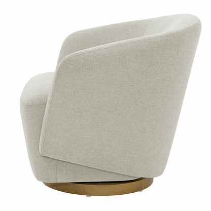 Henredon Murphy Light Grey Fabric Swivel Barrel Chair 360 Degree Pedestal