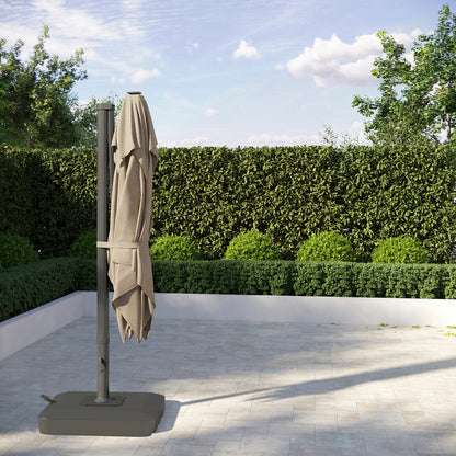 AtLeisure 10ft Square Cantilever Garden Umbrella Solar LED Beige With Base