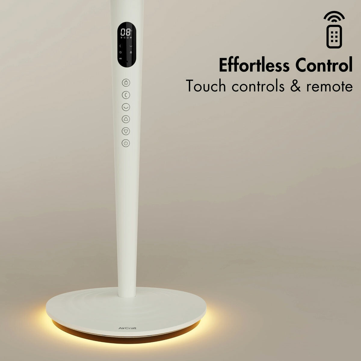 AirCraft AirLume Pedestal Fan Cordless Corded 12 Speed Stone White Remote