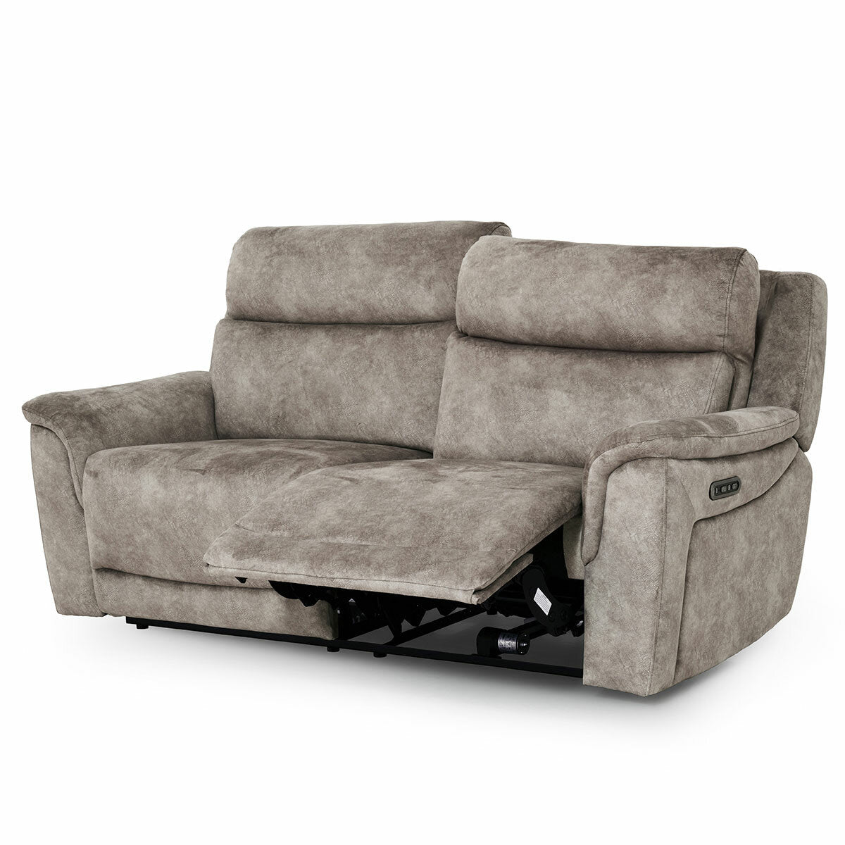 Oscar Grey Fabric Power Reclining 2.5 Seater Sofa USB Headrest Lounge