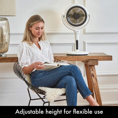 AirCraft LUME 2-in-1 Air Circulator Desk Pedestal Fan Remote LED White 26W