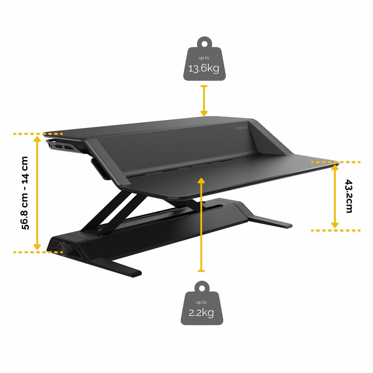 Fellowes Lotus Sit Stand Desk Workstation Black Height Adjustable Office Riser