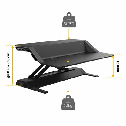 Fellowes Lotus Sit Stand Desk Workstation Black Height Adjustable Office Riser
