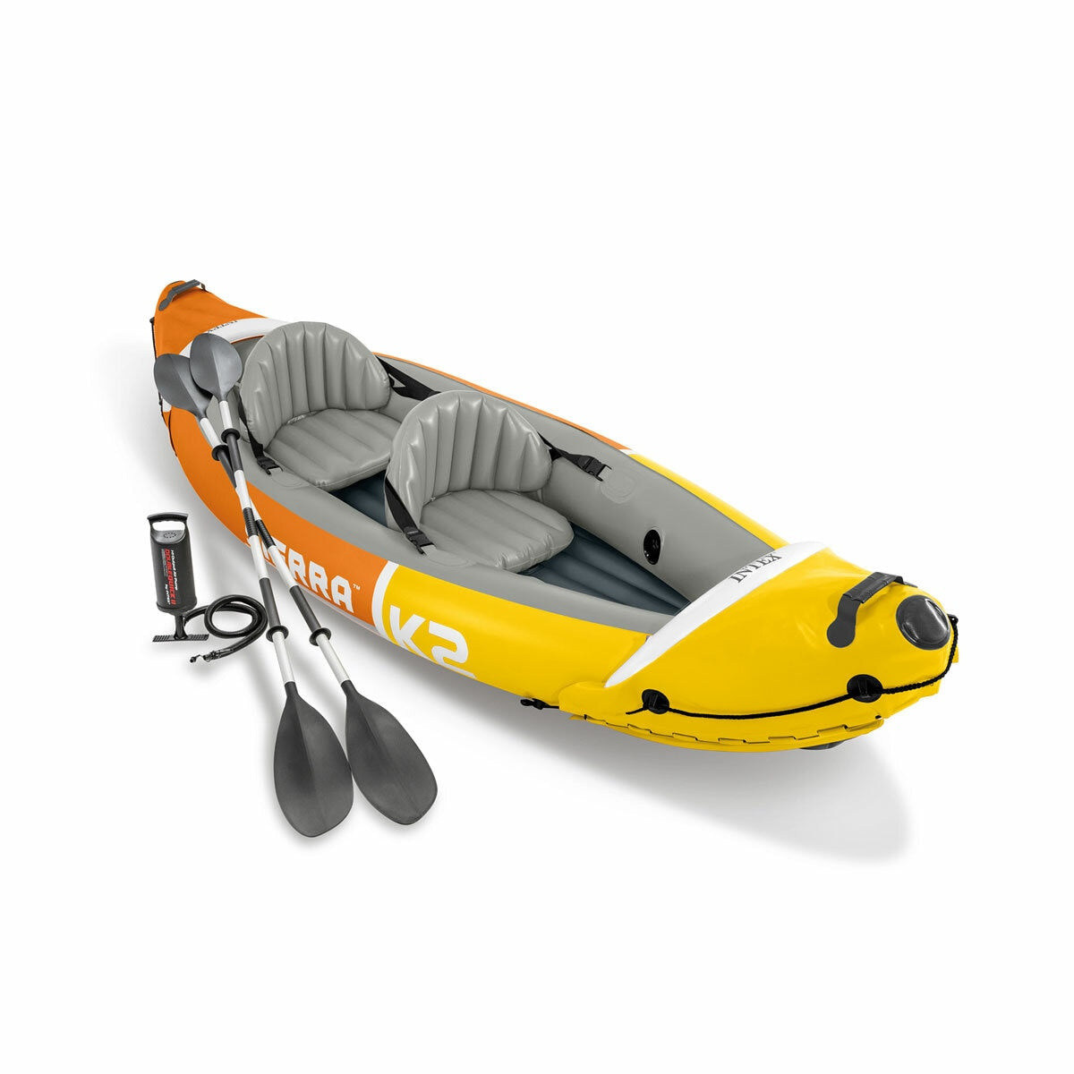 Intex Sierra K2 2 Person Inflatable Kayak Set Paddles Pump Carry Bag