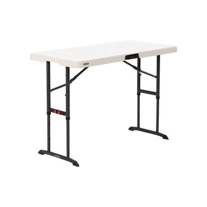 Lifetime 4ft Adjustable Height Folding Nesting Table White Cream Outdoor