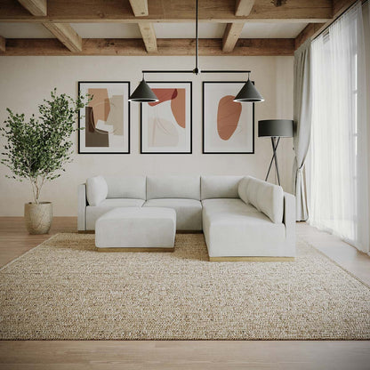 Henredon Murphy Cream 6pc Modular Fabric Corner Sofa Set Ottoman Lounge