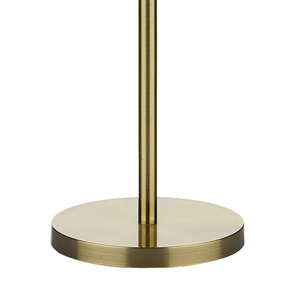 DAR Madrid Antique Brass Metal Floor Lamp Faux Silk Drum Shade Lounge 156cm