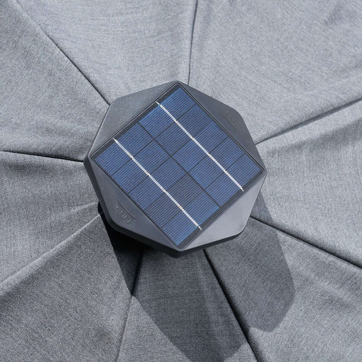 SunVilla 10ft Solar LED Garden Umbrella Parasol Grey Aluminium Outdoor Patio