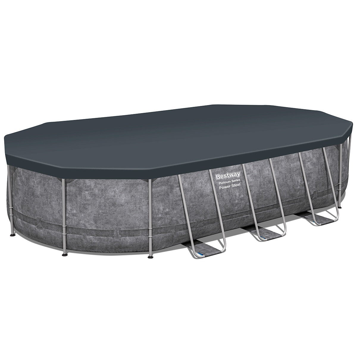 Bestway Power Steel Oval Pool 20x12ft 48in Sand Filter Solar Heater Grey