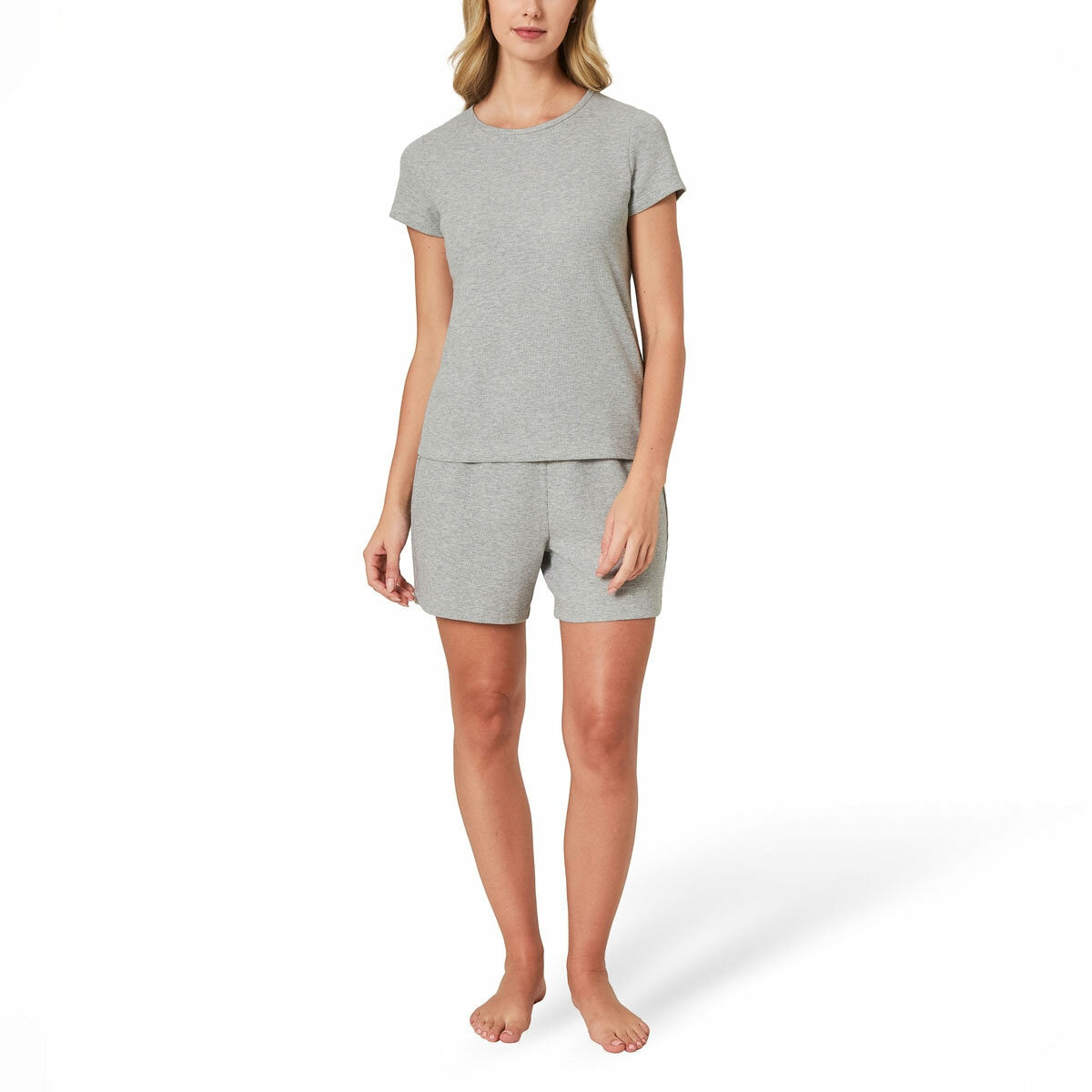 Well+Home Ladies 3 Piece Waffle Knit Lounge Set Loungewear grey Medium