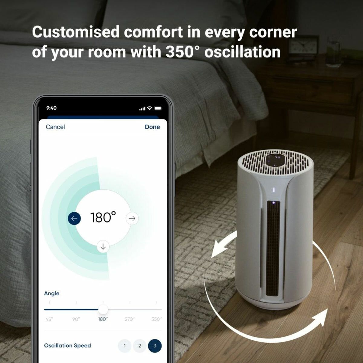 Blueair T10i ComfortPure 3-in-1 Air Purifier Heater Cooler HEPASilent 78m²