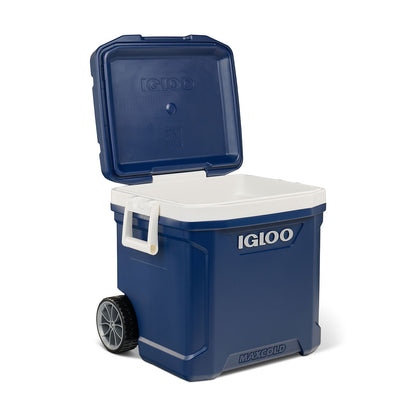 Igloo MaxCold 62QT Latitude Roller Cooler Navy 58 Litre Wheeled Camping Ice Box