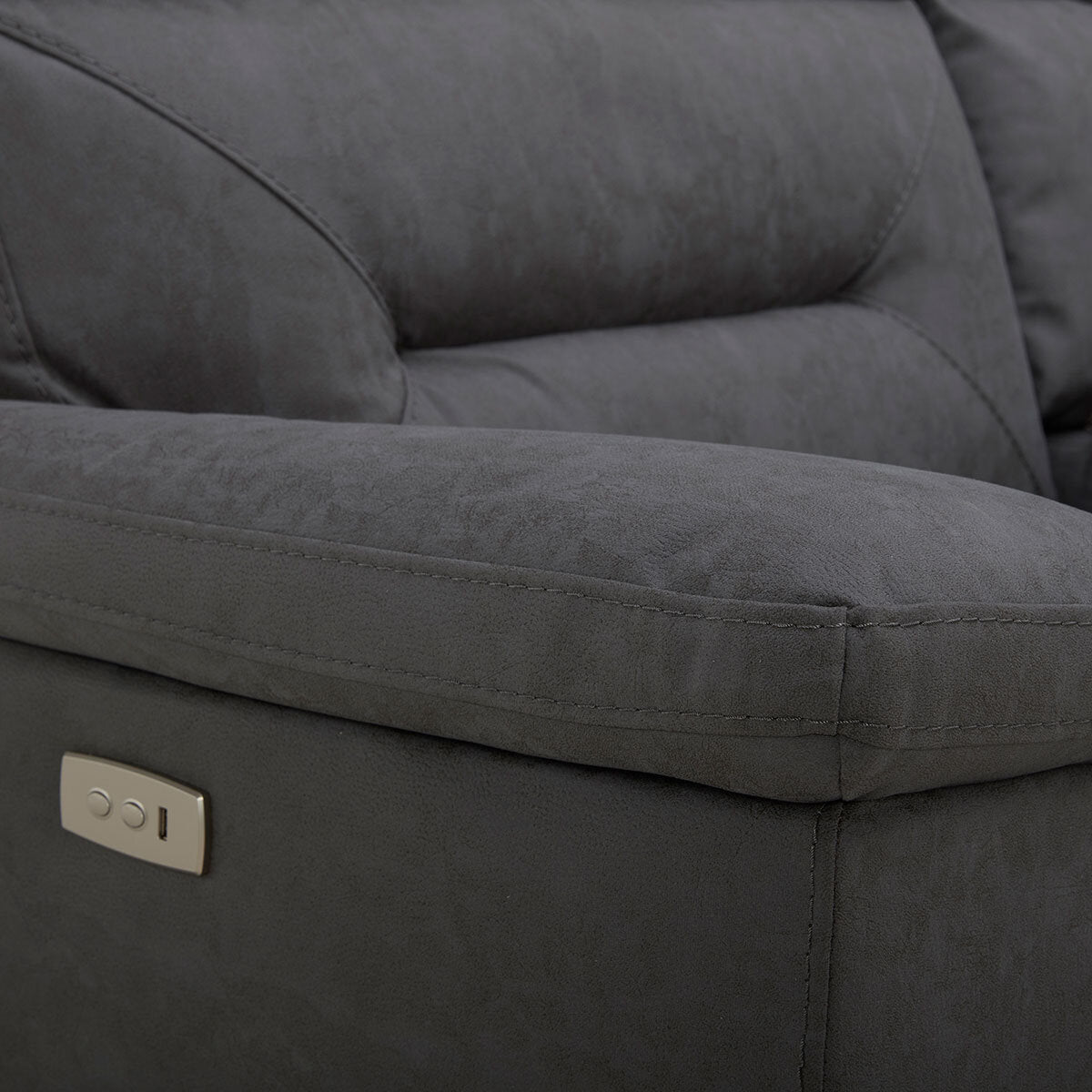 Gilman Creek Justin Grey Fabric Power Reclining Corner Sofa Sectional 3 Seat