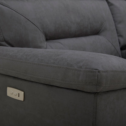 Gilman Creek Justin Grey Fabric Power Reclining Corner Sofa Sectional 3 Seat