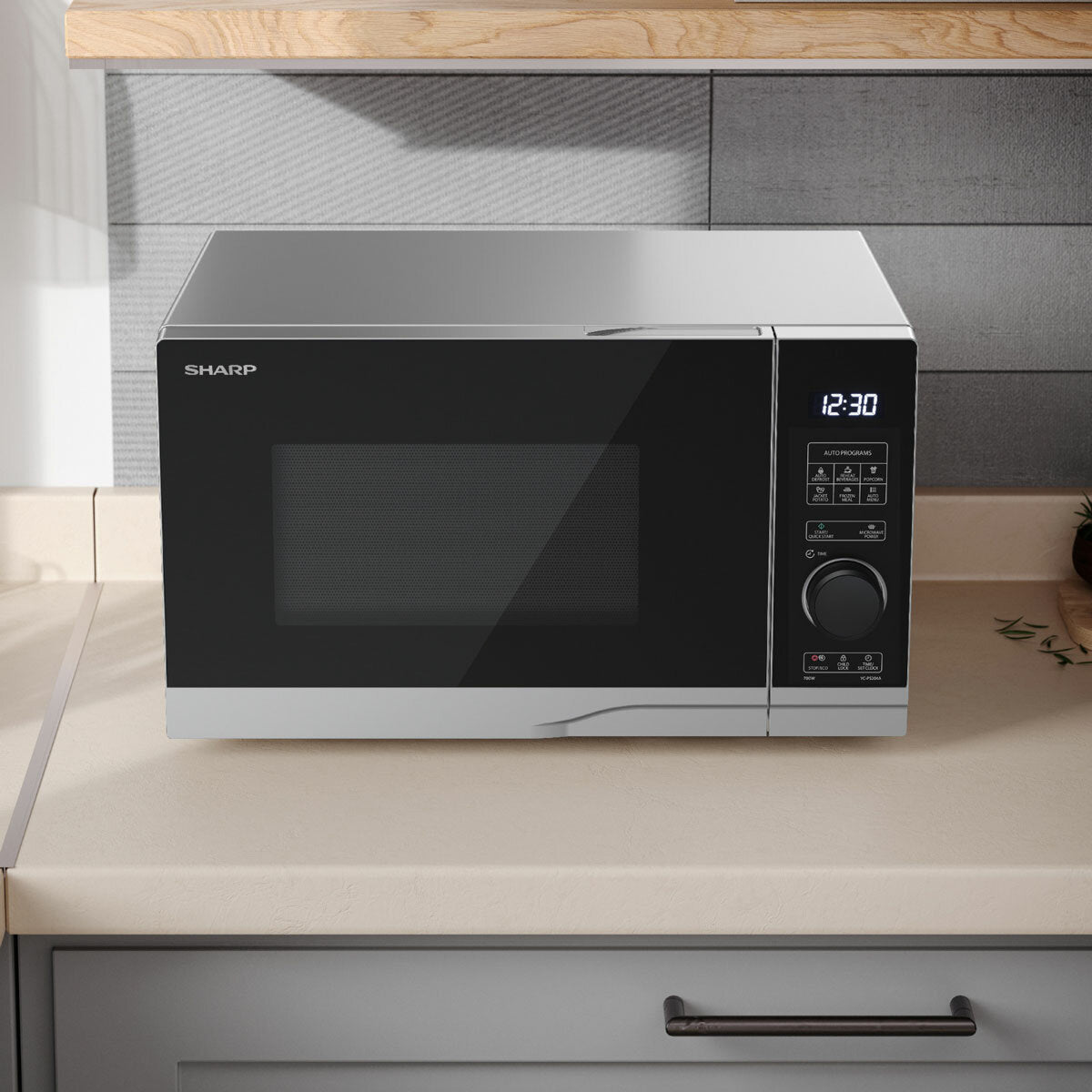 Sharp YC-PS204AU Solo Microwave Oven 700W 20 Litre Digital Silver 10 Power