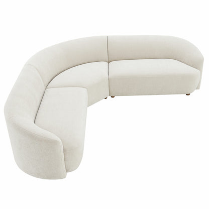 Dolen Beige Fabric 3 Piece Corner Sofa Pocket Coil Sinuous Spring Lounge Suite