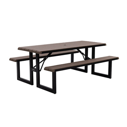 Lifetime 6ft Folding Picnic Table 60481 Brown 8 Seater Garden Outdoor 183cm