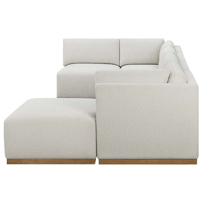 Henredon Murphy Cream 6pc Modular Fabric Corner Sofa Set Ottoman Lounge