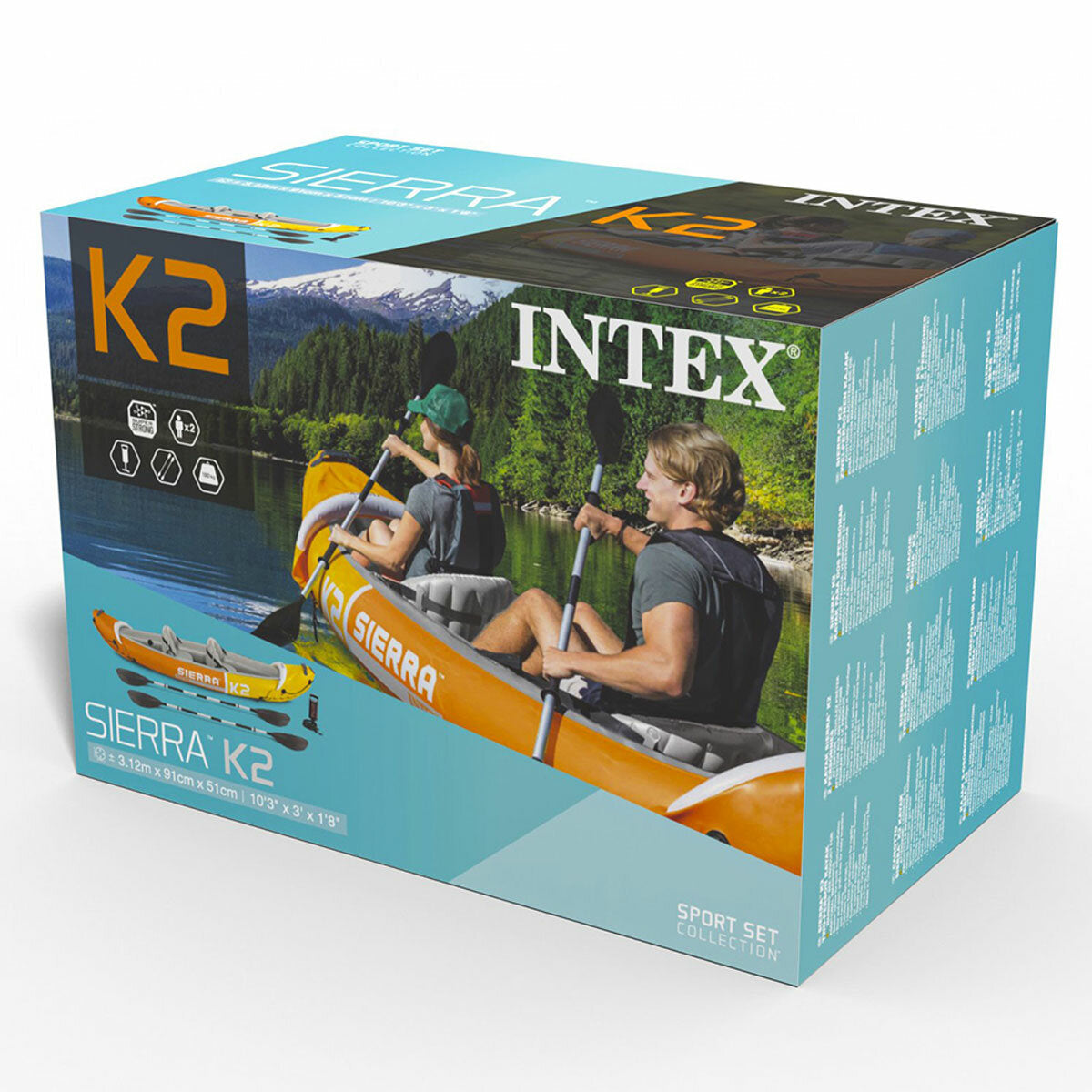 Intex Sierra K2 2 Person Inflatable Kayak Set Paddles Pump Carry Bag