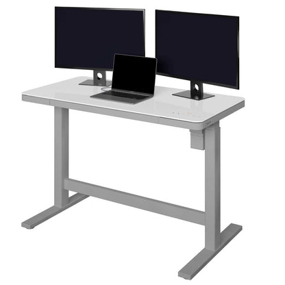 Tresanti Geller Sit Stand Desk White Glass Top Height Adjustable USB Charging