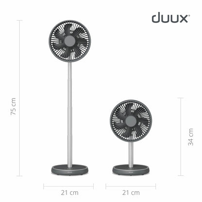Duux Rize Pedestal Fan DXCF90UK 4 Speed Oscillating Floor Table Charcoal