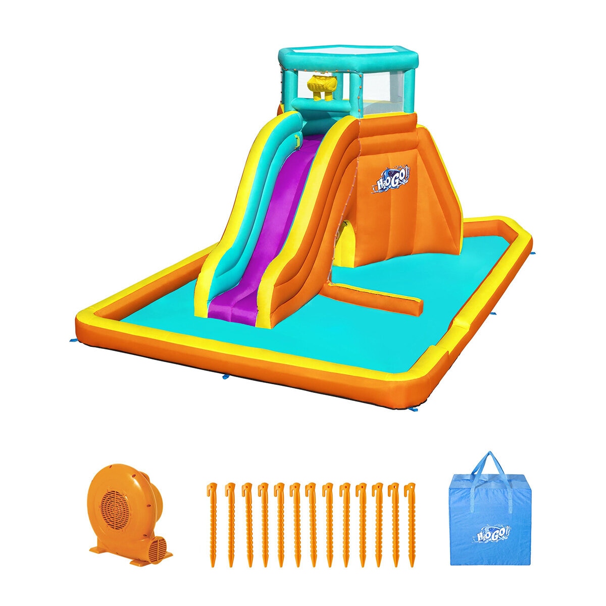 H2OGO! Tidal Tower Mega Inflatable Water Park Slide Sprinkler Black 265cm