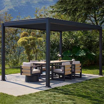 Mirador Louvered Aluminium Pergola Anthracite Adjustable Louvres 2.7m x 4.4m