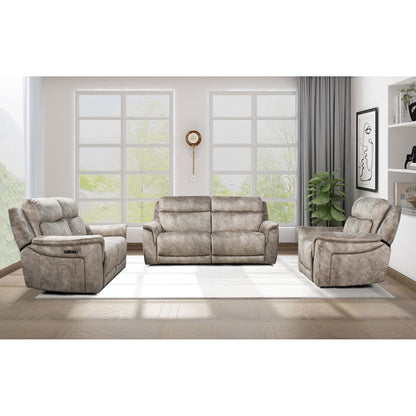 Oscar Grey Fabric Power Reclining 2.5 Seater Sofa USB Headrest Lounge