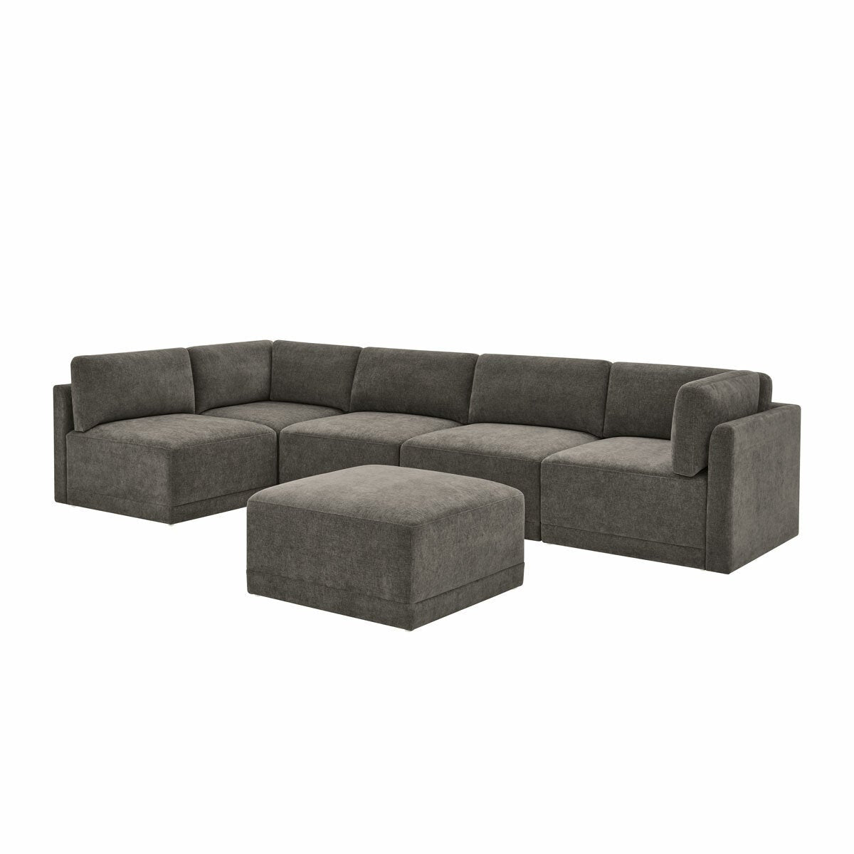 Thomasville Fallon Grey Modular Fabric Sofa 6 Piece Set Pocket Coil Ottoman