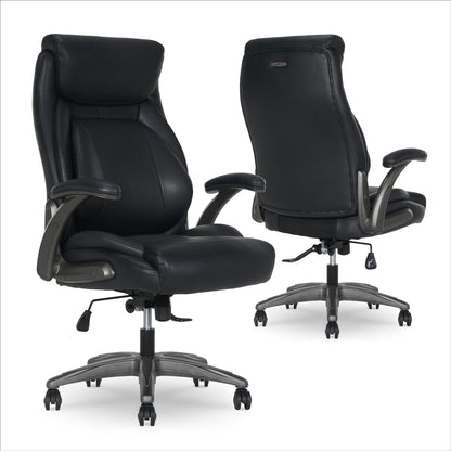 La-Z-Boy Air Lumbar Ergonomic Manager Office Chair PU Flip Arms Black Desk