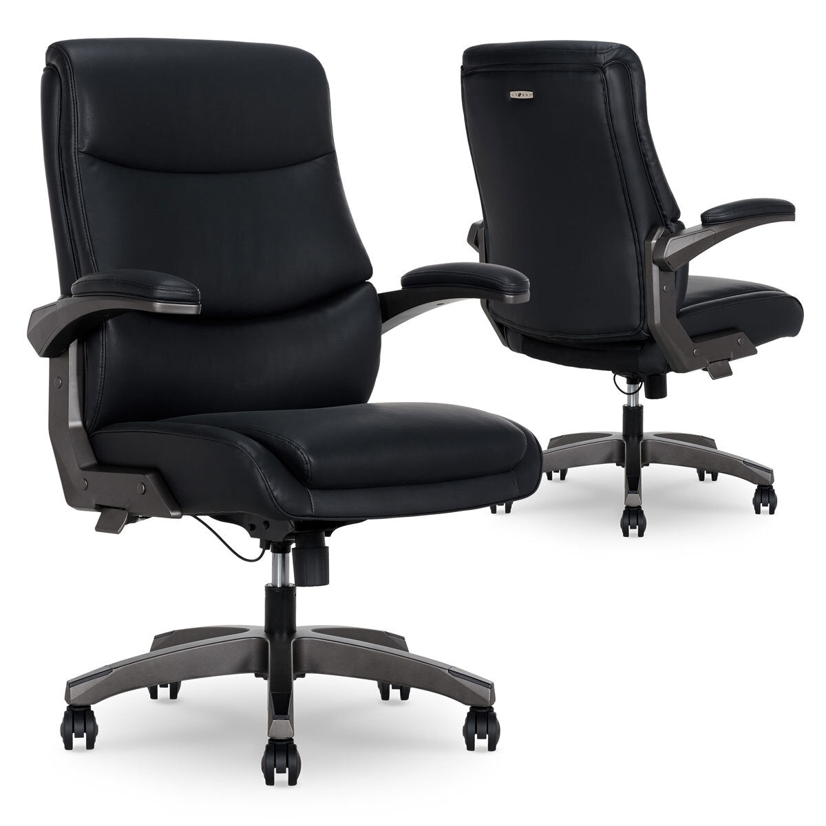 La-Z-Boy Manager Office Chair Black PU Leather Flip Arms Adjustable Height