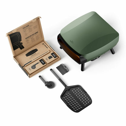 Witt Piccolo Rotante Gas Pizza Oven 13" 500°C 5 Piece Bundle Green Outdoor