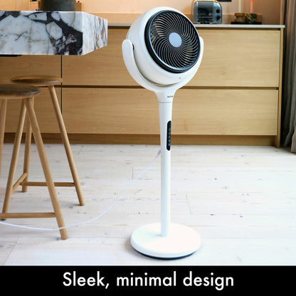 AirCraft LUME 2-in-1 Air Circulator Desk Pedestal Fan Remote LED White 26W