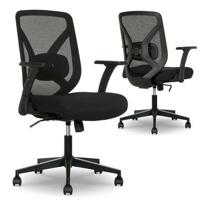 True Innovations Mesh Back Office Chair Flip Up Arms Lumbar Support Black Seat