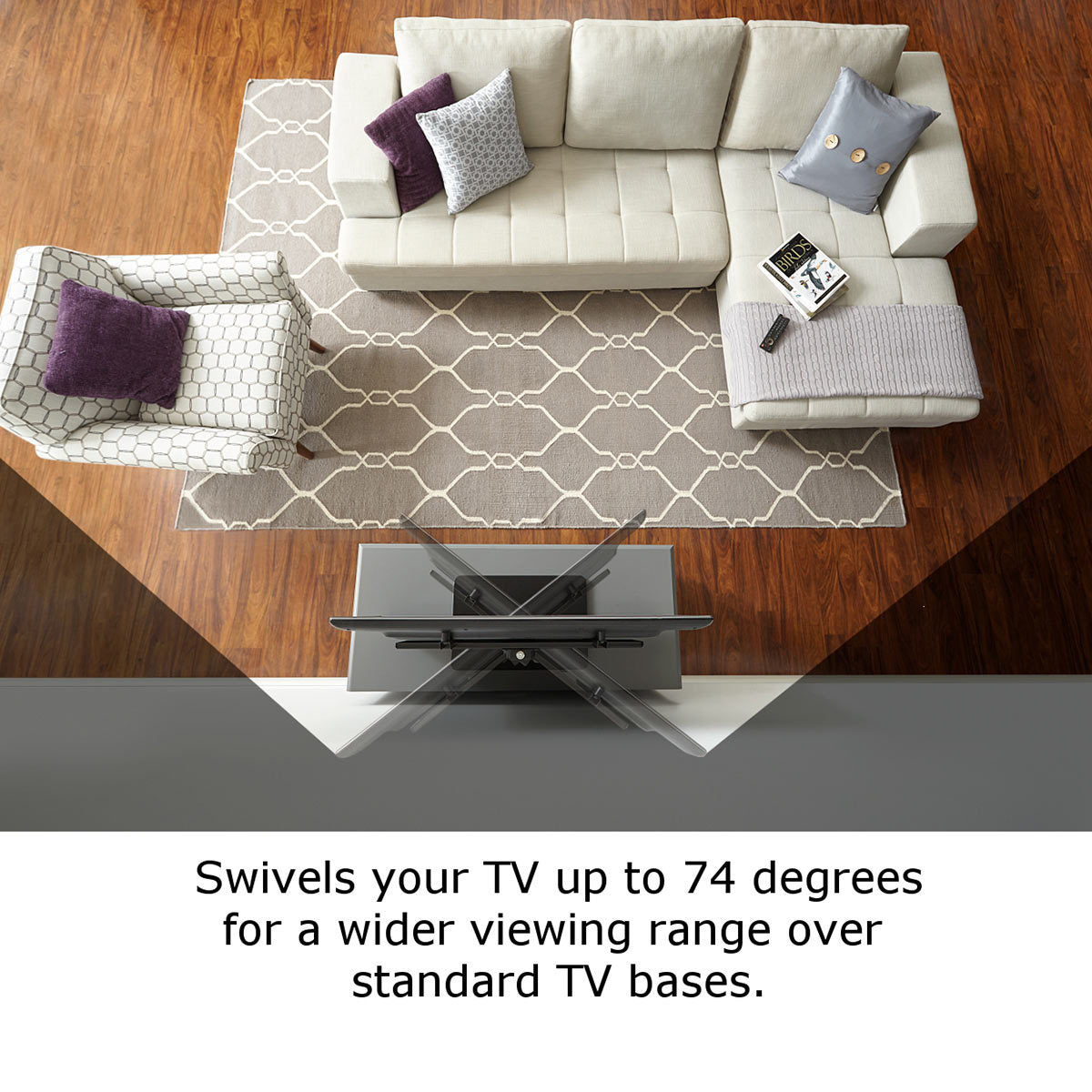 Sanus VTVS1-B2 Universal Swivel TV Base Stand 32-60 Inch VESA 400x400 Black