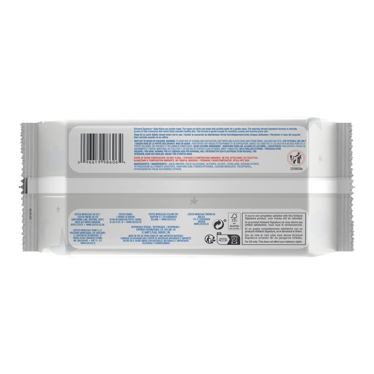 Kirkland Signature Tencel Baby Wipes 900 Pack Hypoallergenic Fragrance Free