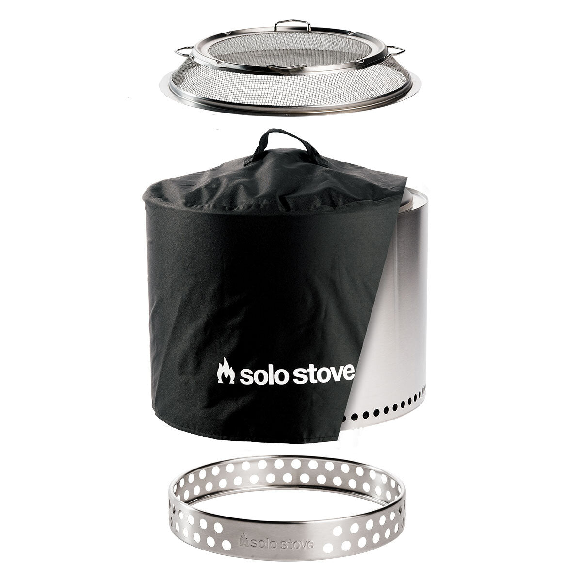 Solo Stove Bonfire 2.0 Wood Burning Fire Pit Bundle Stainless Steel 49.5cm