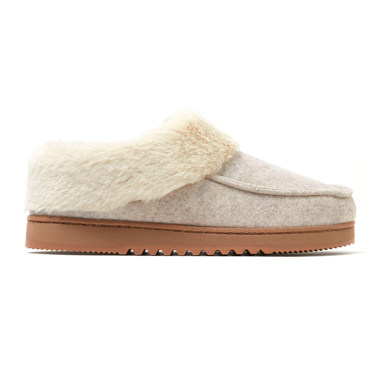 Dearfoams Ladies Felted Toe Clog Slippers Small Meidum Large / Oat & Grey