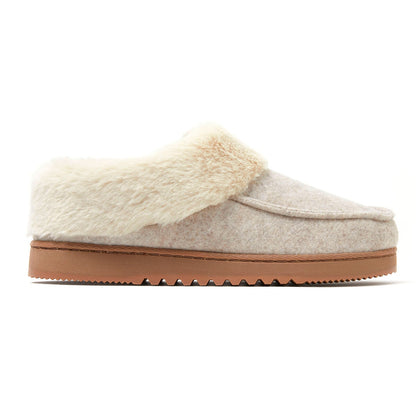 Dearfoams Ladies Felted Toe Clog Slippers Small Meidum Large / Oat & Grey