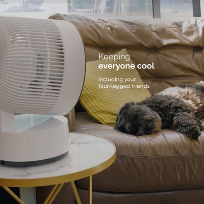 Meaco Sefte 8" Rechargeable Air Circulator Desktop Fan Cordless 12 Speed White