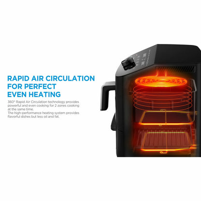 Midea Dual Basket Air Fryer 11L MAF112B0BPKW 1700W 10 Presets LED Black