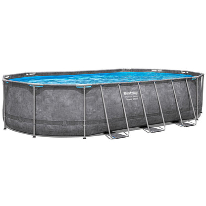 Bestway Power Steel Oval Pool 20x12ft 48in Sand Filter Solar Heater Grey